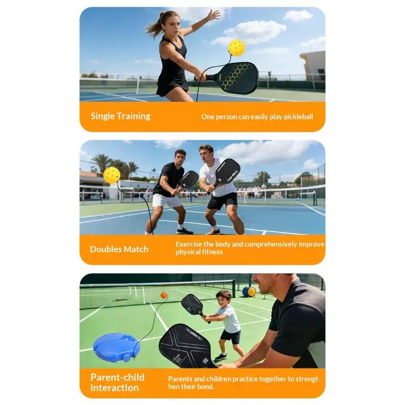 Solo Pickleball Rebound Trainer with Tethered Ball & Stability Base